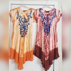 Bohemian Tie-Dye Swim Coverups/Dress Boat Pool Distressed Pull On Light Travel